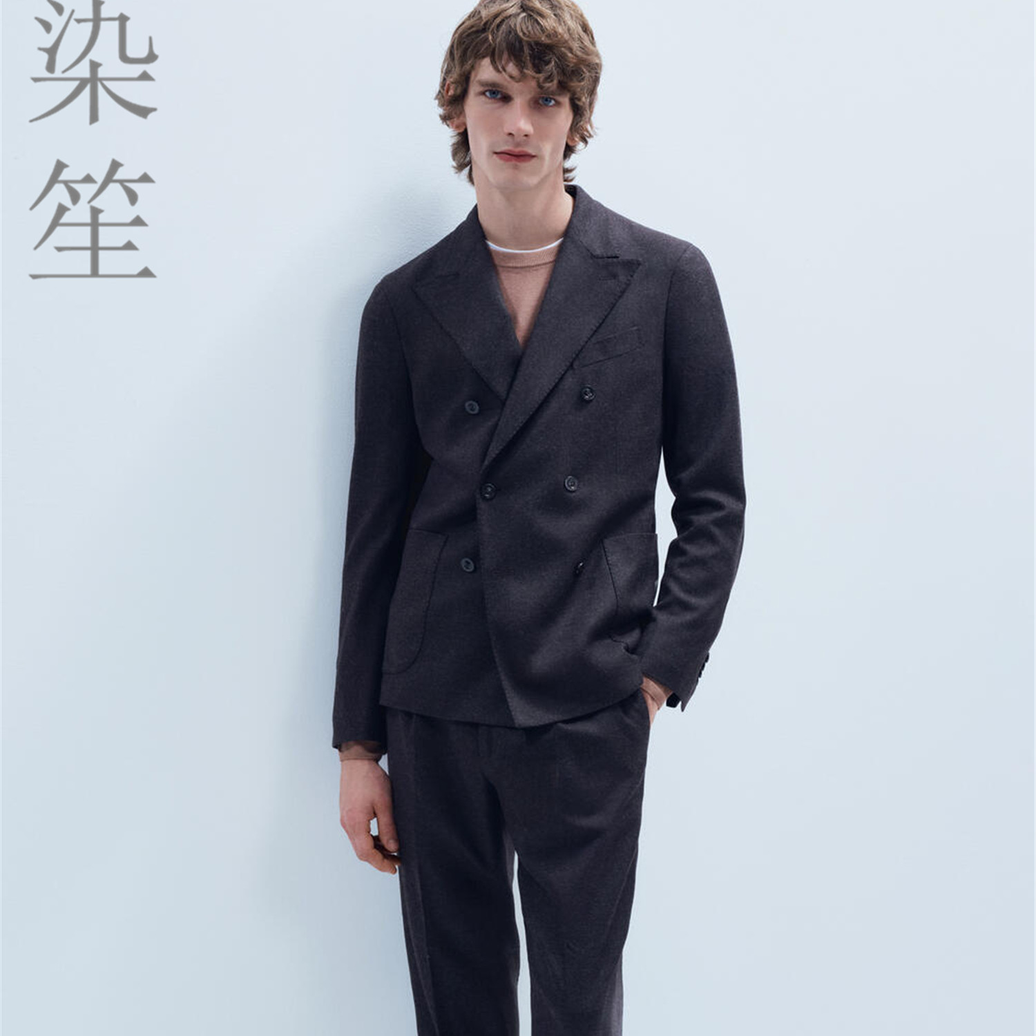 秋冬先看黑色羊毛西服高端定制双排扣夹克呢子厚冬装毛料西装男士