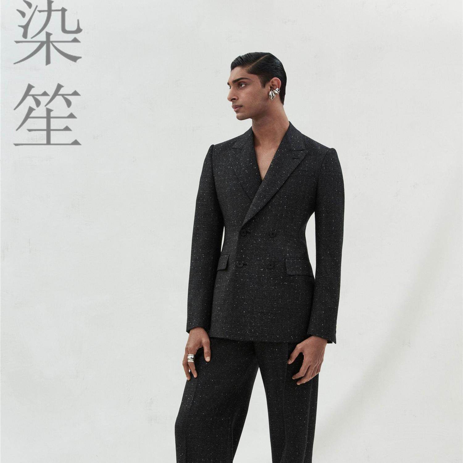 秋冬新款收腰粗纺羊毛西装厚呢子西服外套定制套装休闲冬季呢子男