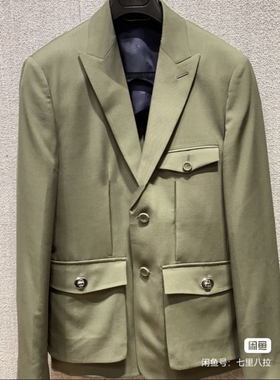 CD军绿色狩猎西服春秋男装D家同款英伦风夏薄半衬西装量身定制帅