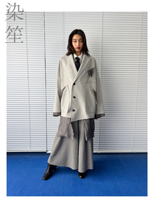 潮流女装短装大衣宽松版设计师原创双面羊绒个性潮流女西服ins风