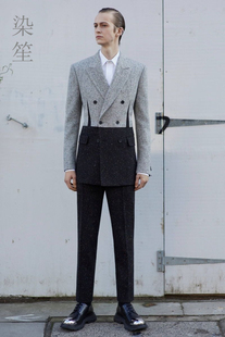 秋冬新款斑点雪花泥华达呢西装羊毛呢厚夹克男士羊绒西服套装定制