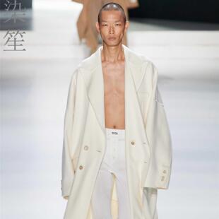 秋冬加长款冬装羊驼绒编织腰带设计廓形中长款毛呢外套高级感男