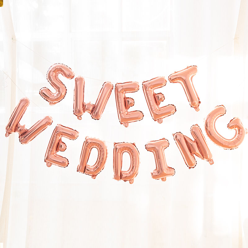 新婚快乐字母铝膜气球婚庆装饰sweet wedding铝箔结婚礼婚房布置