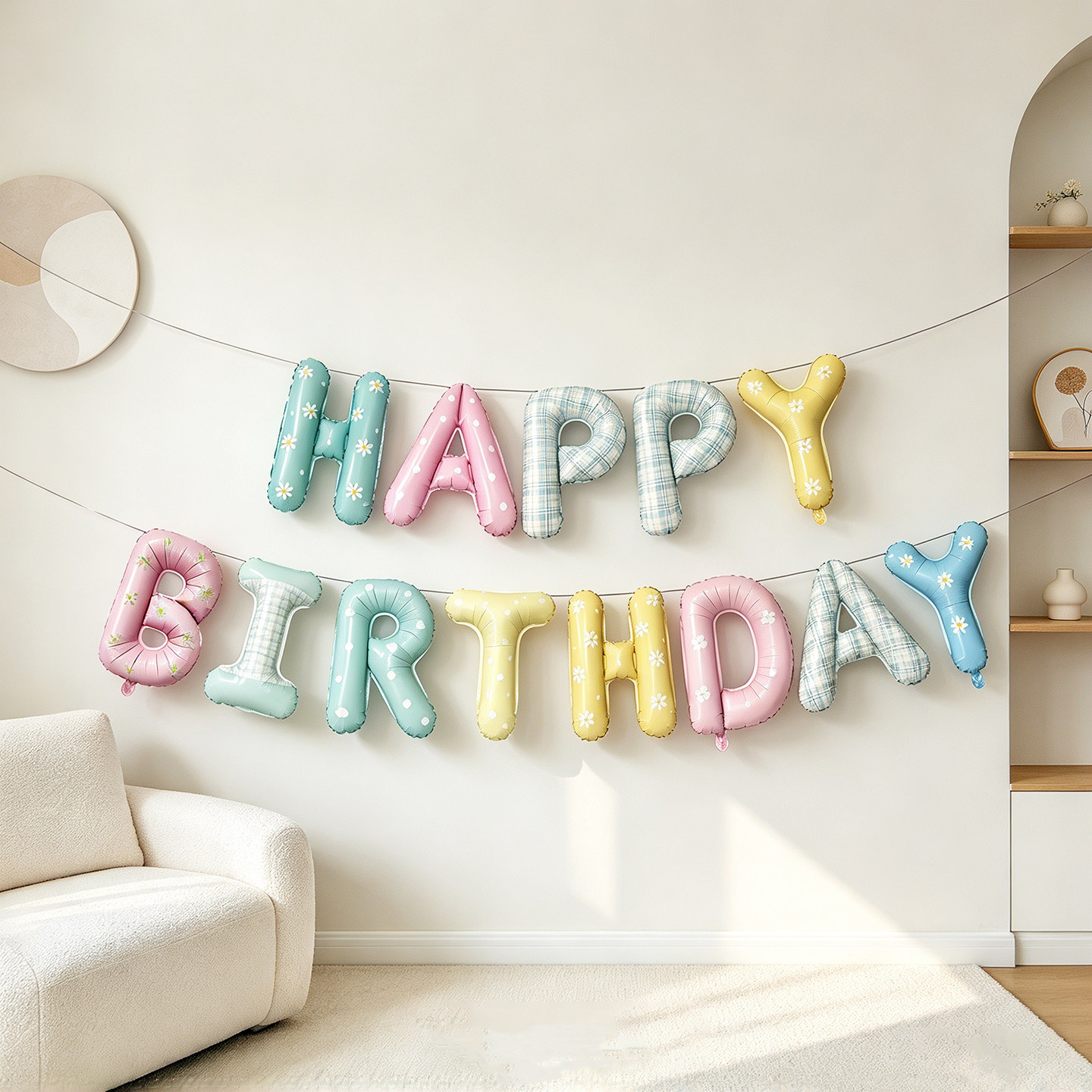 可悬挂生日快乐铝箔气球套餐happy birthday糖果字母派对布置装饰
