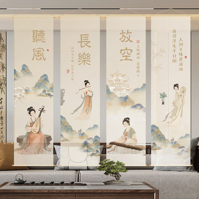 古风装饰半透纱幔户外茶室挂布