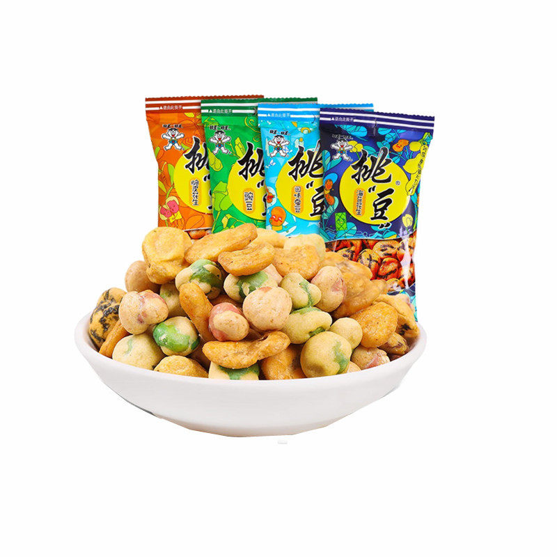 旺旺挑豆豌豆海苔花生回味蚕豆多口味旺仔挑逗小吃零食品42g~50g