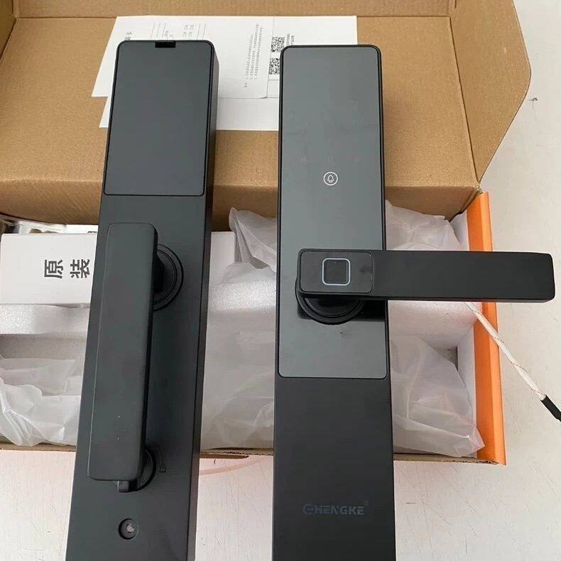 高端指纹门锁密码锁出租房家用半自动指纹锁上门安装大门锁智能锁