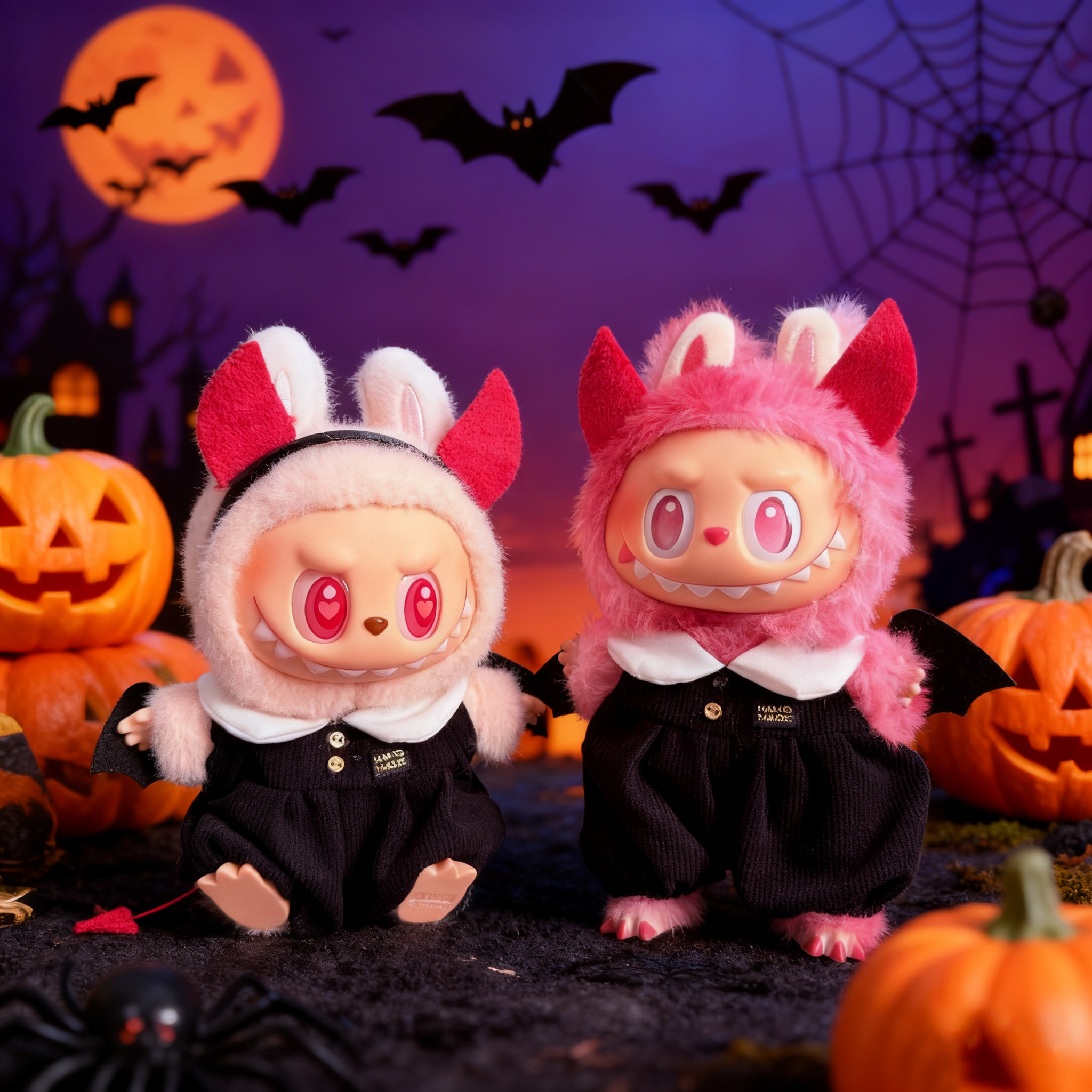 适用labubu一二代娃衣公仔万圣节衣服穿搭盲盒毛绒搪胶马卡龙配件