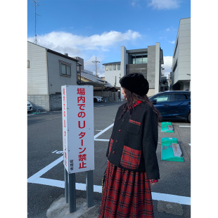 套装 年末清仓 羊毛拼接圣诞氛围感半裙 原创设计新年款 不退换