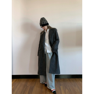 千鸟格羊毛大衣女中长款 新年礼物 原创经典 nosce 外套 k：temet