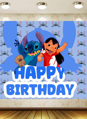 Lilo&Stitch星际宝贝背景布女孩生日派对装饰史迪仔活动宴会布置
