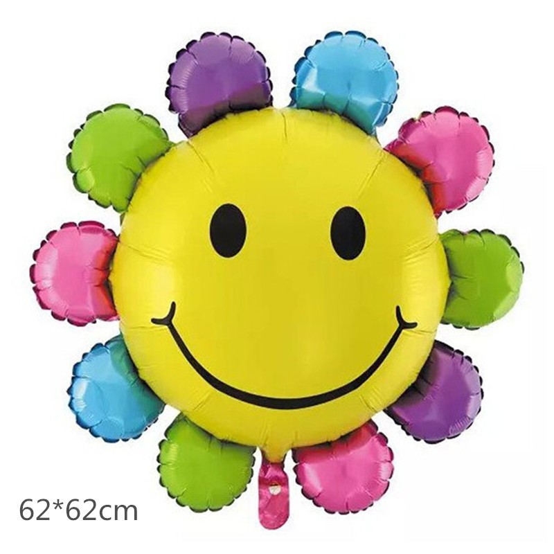 ins风太阳花太阳笑脸铝膜气球女孩生日派对装饰布置