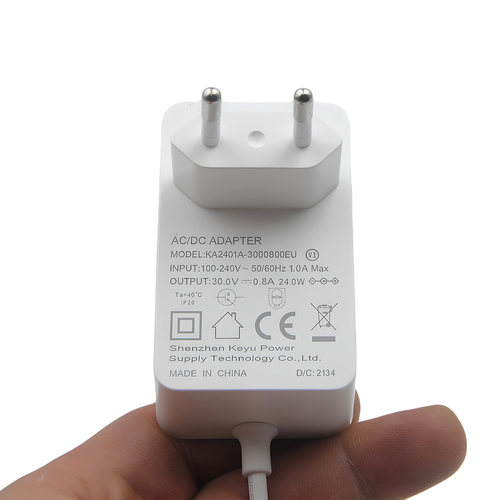 电源适配器KA2401A-3000800EU直流30V 0.8A欧规DC双圆插充电器24W