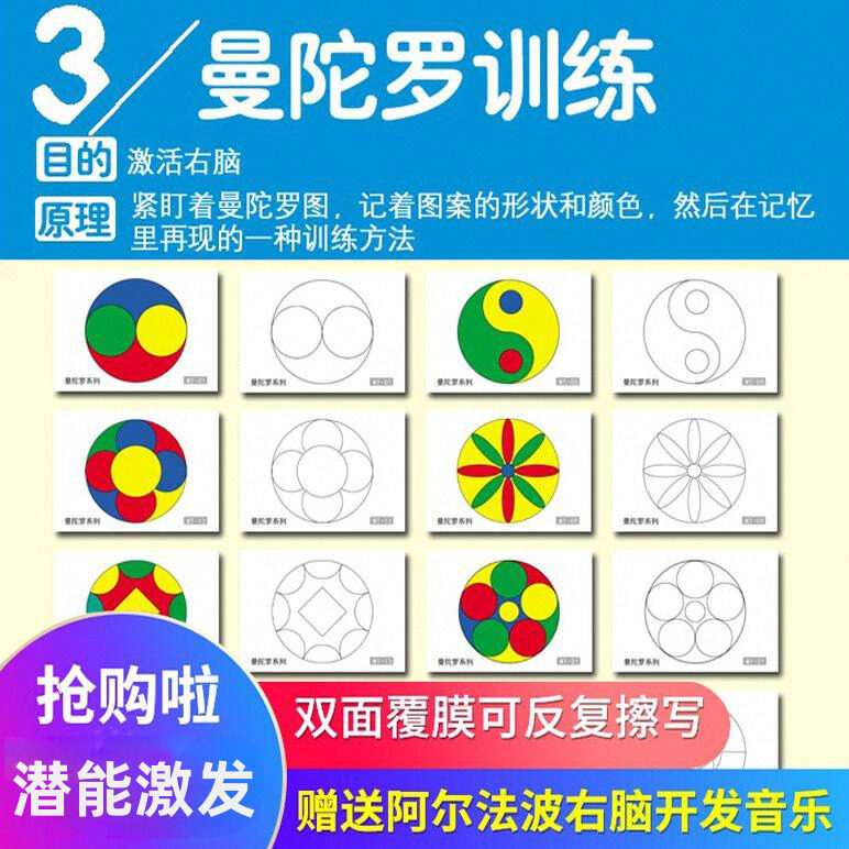 七田曼陀罗超右脑开发照相记忆力注意力训练眼肌视觉训练卡 ESP卡