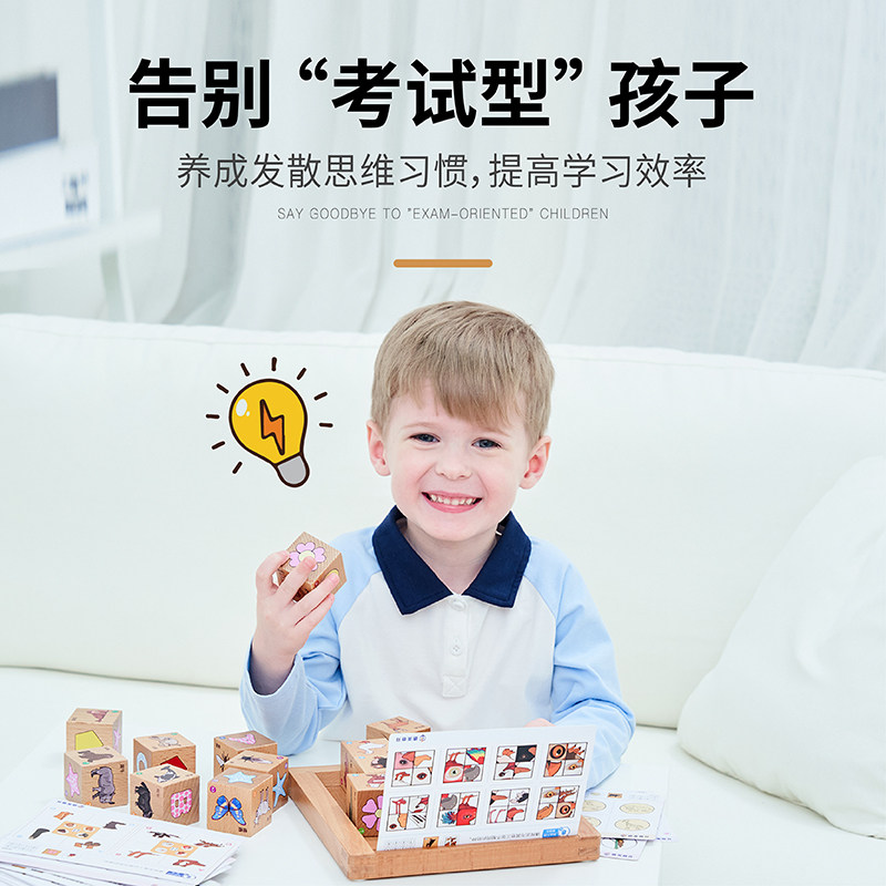 德美意芬儿童全脑开发思维训练益智早教教具积木玩具拼装学习卡片