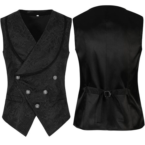 欧美复古哥特风提花马甲男