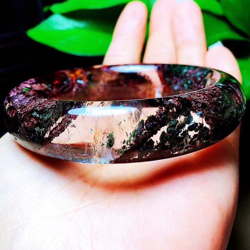 诺源珠宝巴西天然四季彩幽灵水晶千层山手镯女款生日礼物