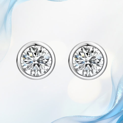 经典泡泡款耳钉18k金天然真钻石