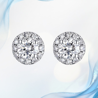 钻石耳钉圆满爱款18K金天然真钻