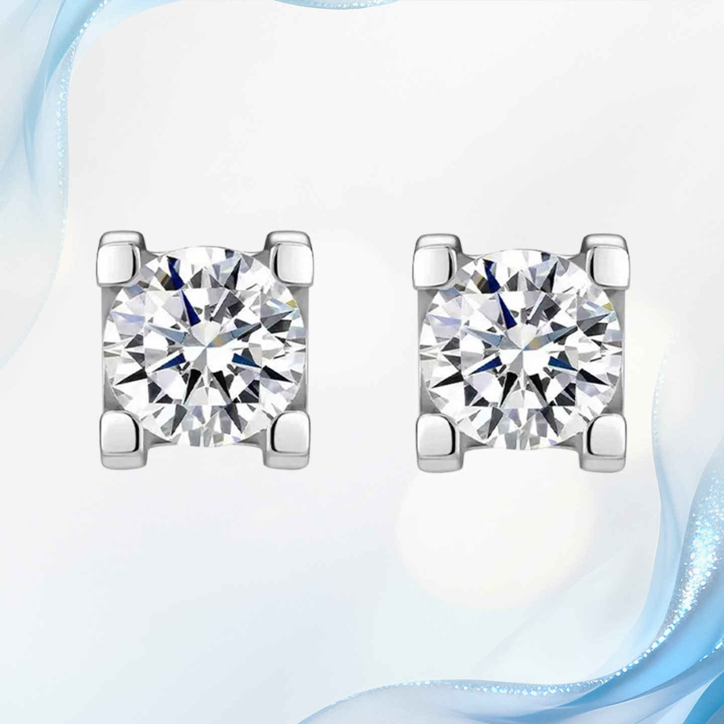 真诚珠宝 18k金天然钻石耳钉女真钻经典牛头款耳饰定制情人节礼物