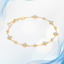 18K金天然真钻石女小幸运手链四叶草定制手饰轻奢精致情人节礼物