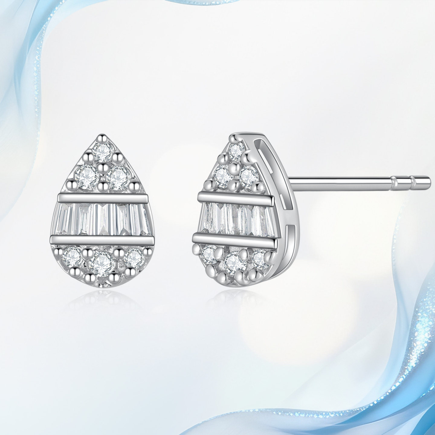 18K金天然真钻石水滴耳钉满钻小众潮流爆款耳饰女定制情人节礼物