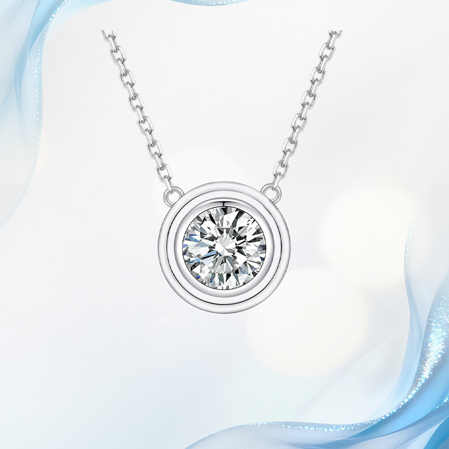 18K金天然真钻石颈饰女飞碟泡泡牛头鼻屎款项链女小众情人节礼物