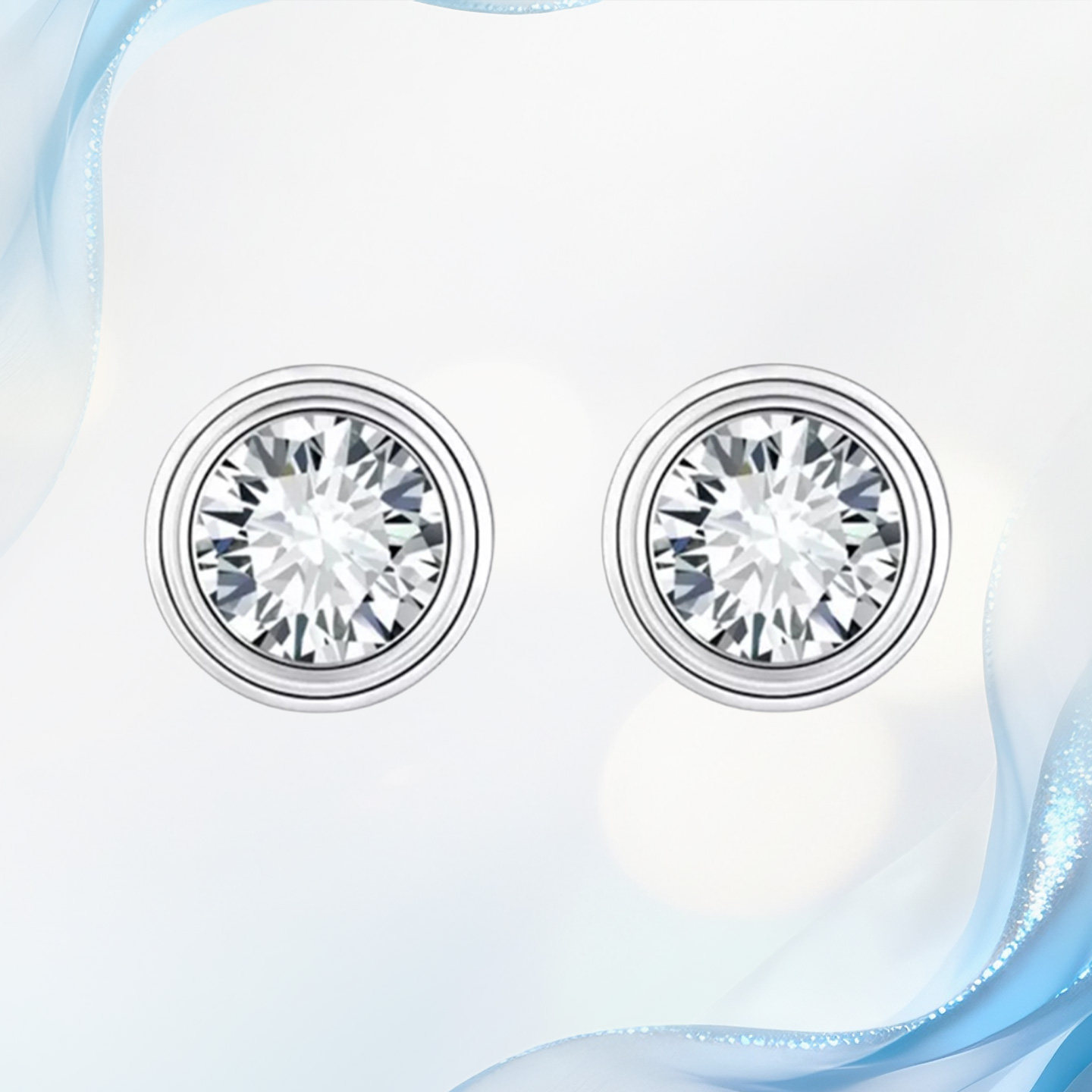 真诚珠宝 18k金天然钻石耳钉女真钻经典飞碟款耳饰定制情人节礼物