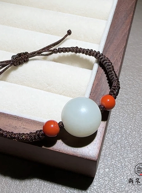 新疆和田玉籽料白玉圆珠手链