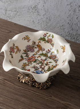 现货供应美式陶瓷果盘创意家居欧式复古干果盘别墅会所摆件工艺品