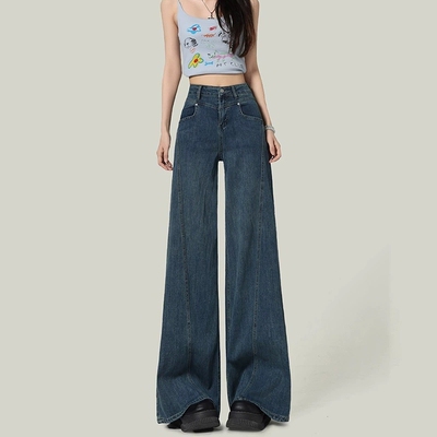 美式复古阔腿牛仔裤女宽松直筒裤