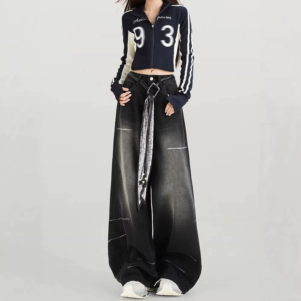 美式复古阔腿牛仔裤女春季2026年新款高腰显瘦显高宽松直筒裤子,女装/女士精品,牛仔裤,淘宝优惠券,粉丝福利购,淘宝优惠卷