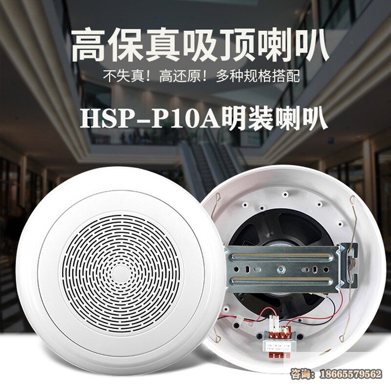公共广播背景音乐明装喇叭10W吸顶音箱天花扬声器HSP-P10A
