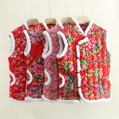 冬季盘扣马夹东北大花袄中式马甲