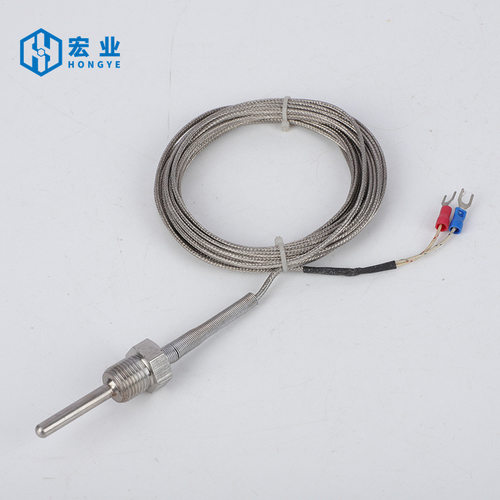 WZP-291热电阻PT100温度传感器两三线4分牙螺纹固定铂热电阻K型偶