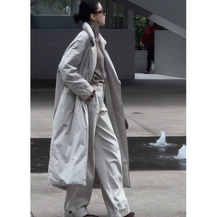 浅灰色排扣立领羽绒款 2026春季 保暖舒适休闲风长款 韩版 外套女 新款