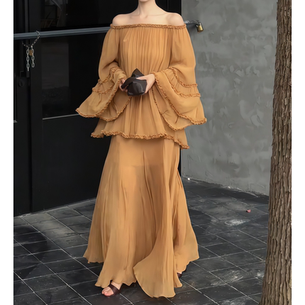 夏季重工修身显瘦法式绝美少女感上衣半裙服饰长袖上衣半裙套装女