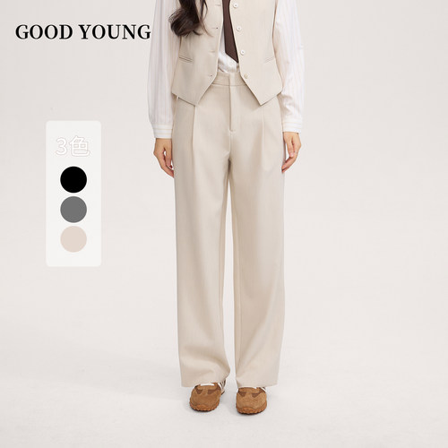 GOODYOUNG米白色灰色休闲裤