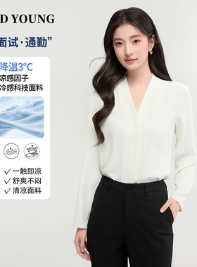 GOODYOUNG白色雪纺长袖女士职业正装面试套装内搭上衣西装通勤
