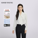 女通勤长袖 衬衫 高级感气质V领蝴蝶结飘带百搭款 GOODYOUNG2025新款