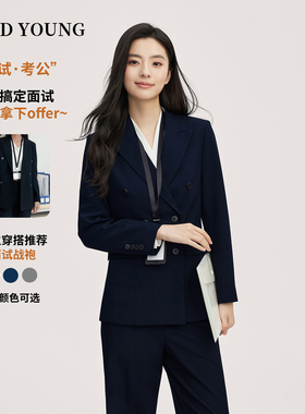 GOOD YOUNG藏青色西装套装女春秋新款面试职业正装高级感职场西服