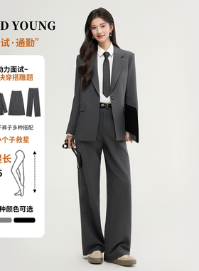 GOODYOUNG灰色西装套装女通勤职场面试日常正装职业西装外套女