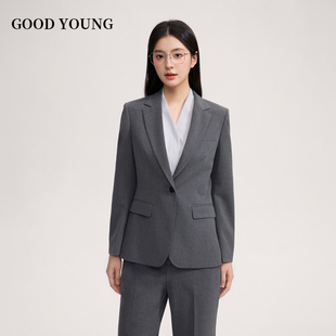 小个子商务西服职业装 GOOD 女一粒扣面试正装 套装 女 YOUNG灰色西装