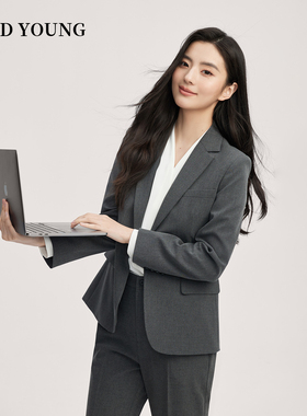 GOOD YOUNG灰色西装套装女考研复试面试正装小个子上班职场女士