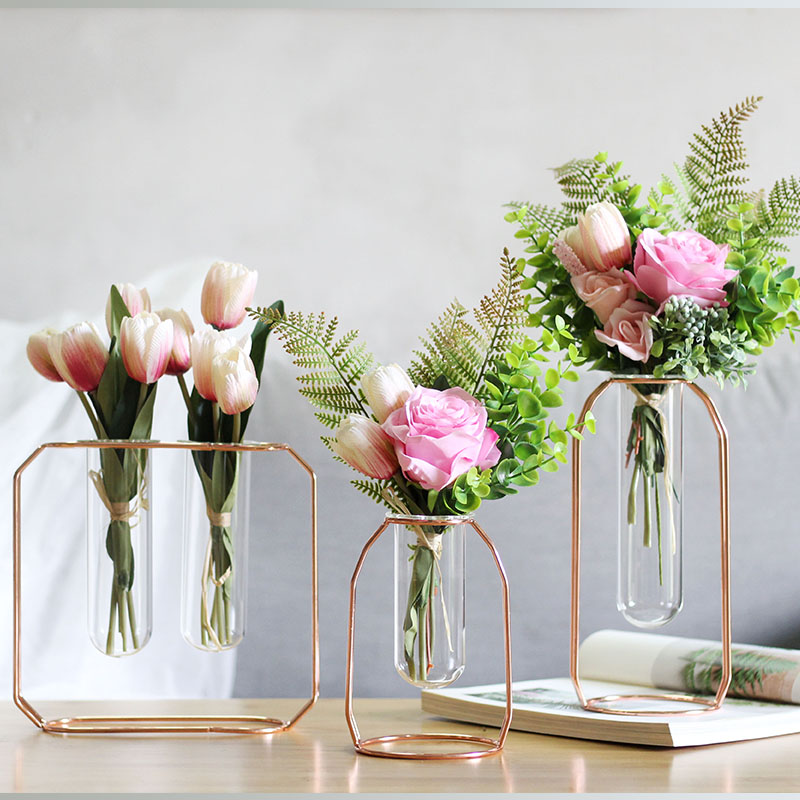 轻奢北欧ins风玻璃水培支架花瓶