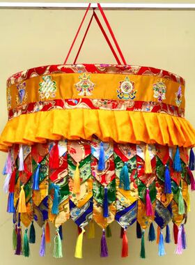 金皮宝伞盖绣八吉祥幢幡藏族特色室内装饰寺庙佛堂藏式绣佛顶宝盖