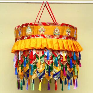 金皮宝伞盖绣八吉祥幢幡藏族特色室内装饰寺庙佛堂藏式绣佛顶宝盖