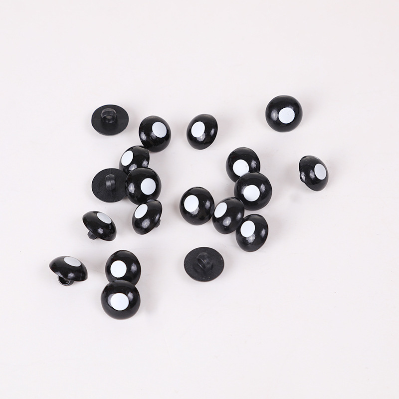 跨境DIY毛绒动物眼睛鼻子黑色半圆扣黑白塑料眼睛蘑菇形手缝纽扣