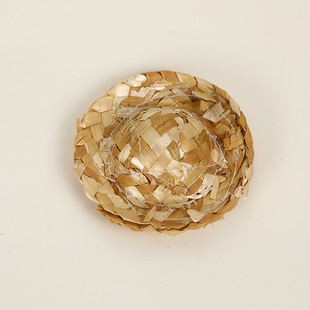 草帽，跨境手工编织小草帽 迷你公仔工艺装饰草帽配饰稻草人帽子