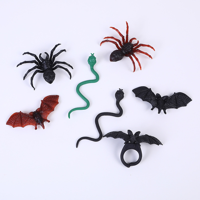 跨境塑料蝙蝠蜘蛛万圣节装扮化妆服饰道具鬼节整蛊恐吓diy小蛇